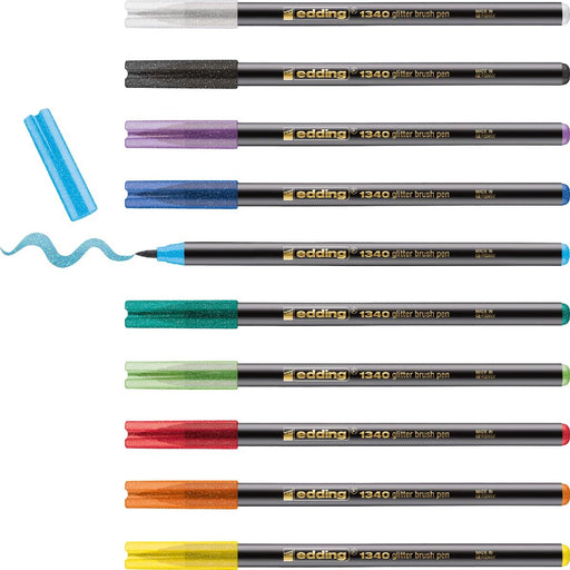 Edding glitter penseelpen e - 1340, gemengd, pak van 10 stuks - OfficeTown