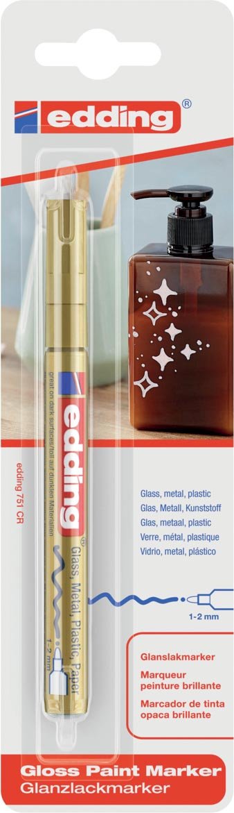 Edding lakmarker e - 751 Professional goud, op blister met ronde punt - OfficeTown