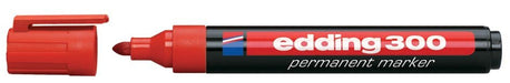 edding permanente marker 300 in de kleur rood met ronde punt - OfficeTown