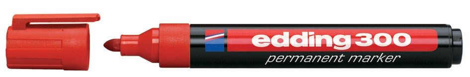 edding permanente marker 300 in de kleur rood met ronde punt - OfficeTown