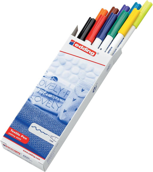 Edding textielstift 4600, doos met 10 stuks in basiskleuren met ronde punt - OfficeTown