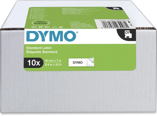 Dymo D1 tape 19 mm, zwart op wit, pak van 10 stuks, OfficeTown