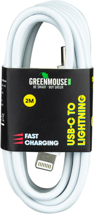 Greenmouse Lightning USB-C kabel, USB-C naar 8-pin, 2 m, wit 5 stuks