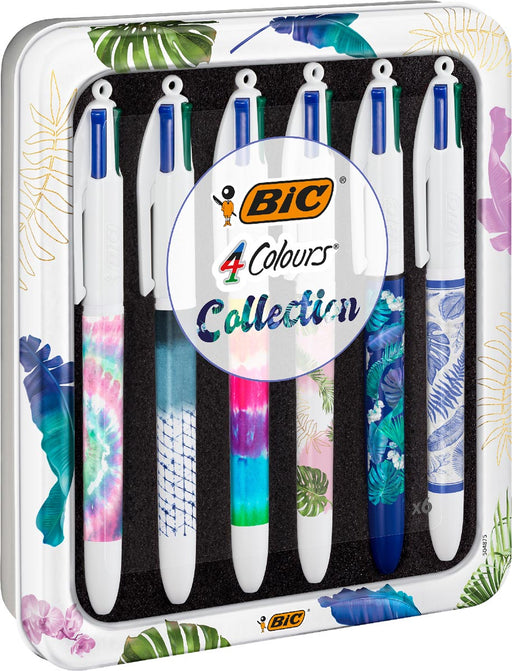 Bic 4 Colours Tie&Dye balpen, medium, doos van 6 stuks, OfficeTown