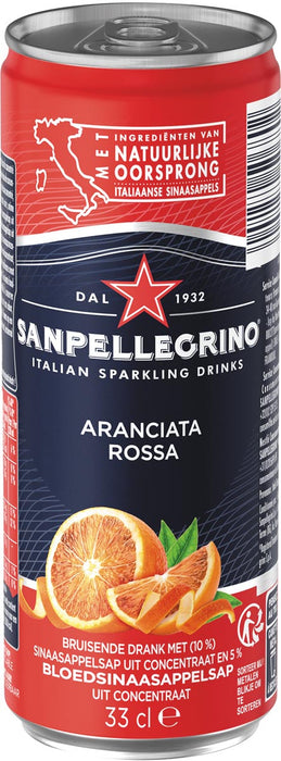 San Pellegrino limonade aranciata rossa, sleek blik van 33 cl, pak van 6 stuks