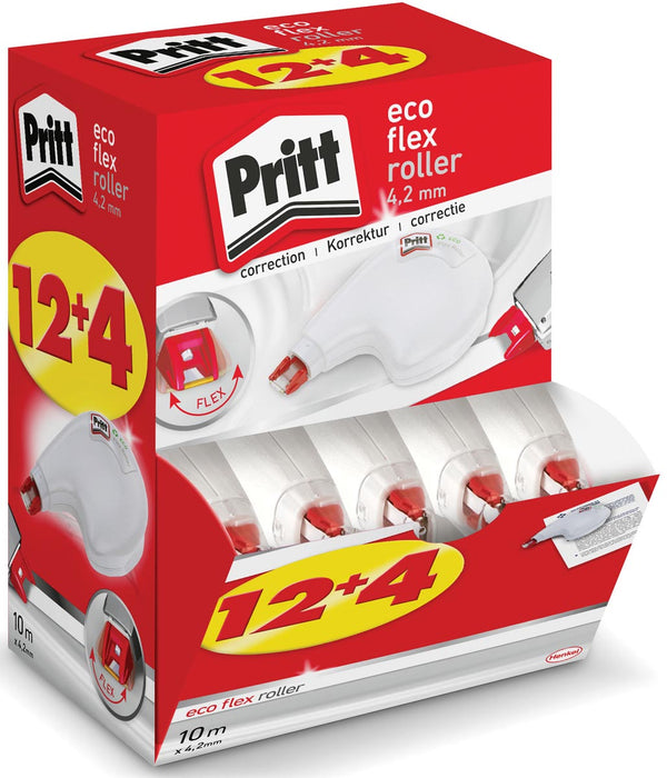 Pritt correctieroller Eco Flex, waardeverpakking met 12+4 stuks