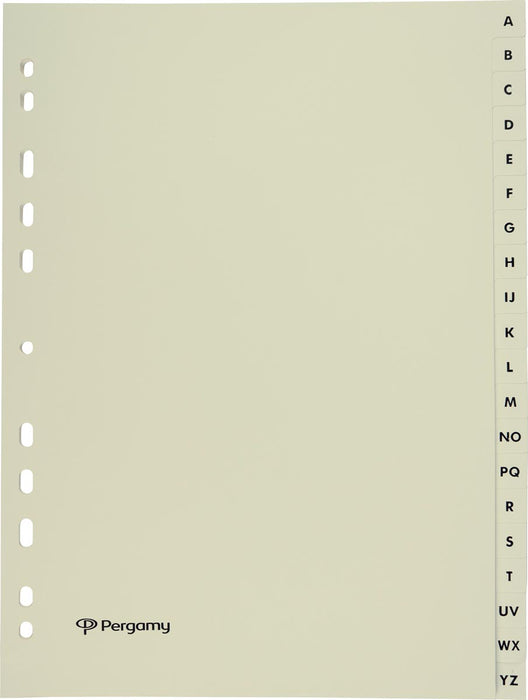 Pergamy tabbladen van karton, A4 formaat, A-Z indeling, 11-gaats perforatie, beige