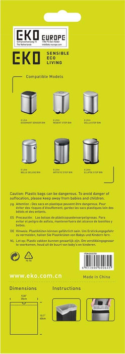 Eko vuilniszakken met trekbandsluiting, 3 - 6 liter, wit, 1 rol, 30 zakken - OfficeTown