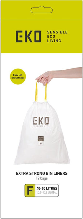 Eko vuilniszakken met trekbandsluiting, 40 - 60 liter, wit, 1 rol, 12 zakken - OfficeTown