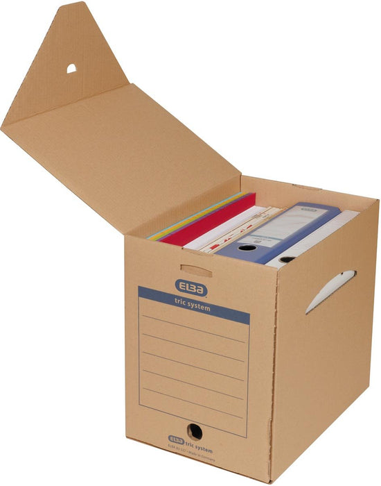 Elba Maxi Tric Systeem archiefdoos, afmeting 23,6 x 33,3 x 30,8 cm, beige/vanille 6 stuks - OfficeTown