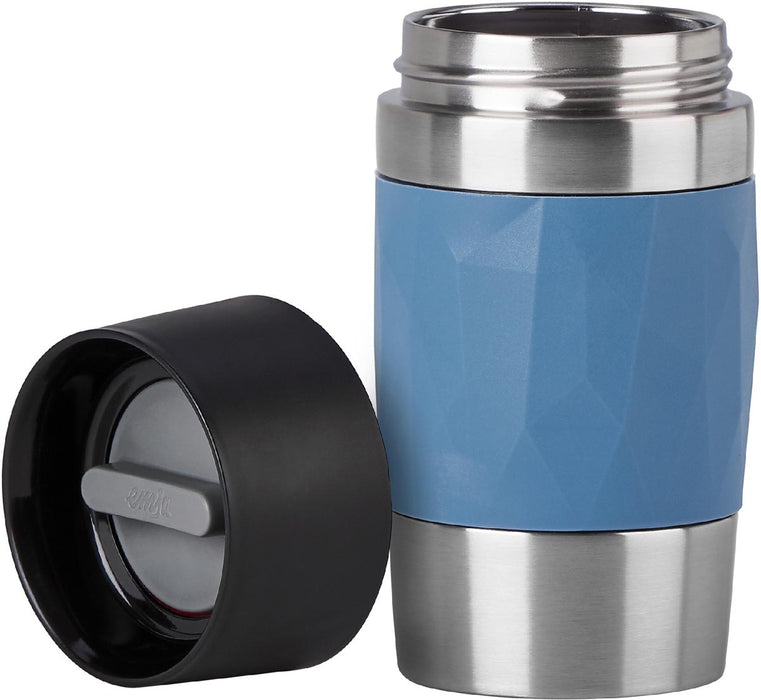 Emsa Thermosbeker Compact, 0,3 l, blauw met 360° drinkopening - OfficeTown