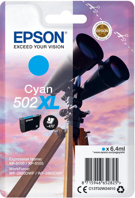 Epson inktcartridge 502XL, 470 pagina's, OEM C13T02W24010, cyaan - OfficeTown