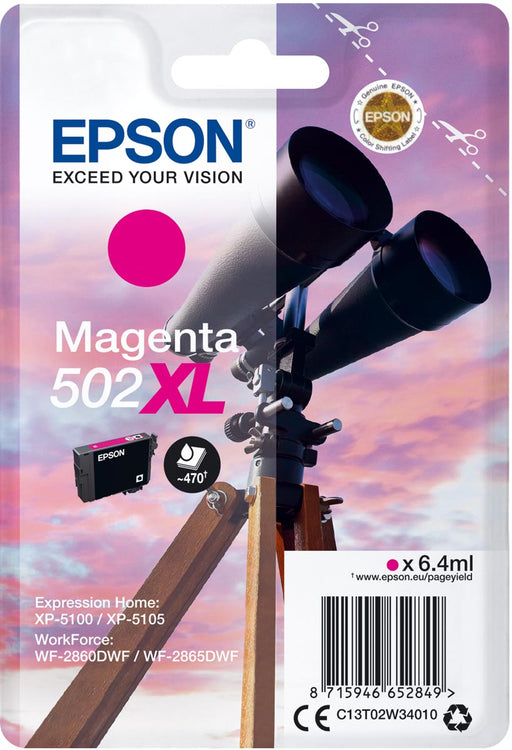 Epson inktcartridge 502XL, 470 pagina's, OEM C13T02W34010, magenta - OfficeTown