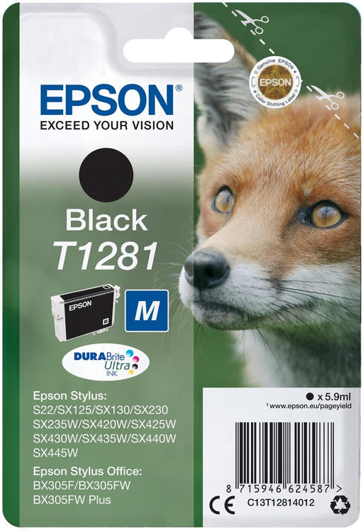 Epson inktcartridge T1281, 170 pagina's, OEM C13T12814012, zwart - OfficeTown