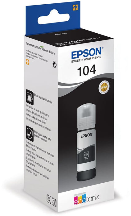 Epson inktfles 104, 4.500 pagina's, OEM C13T00P140, zwart - OfficeTown