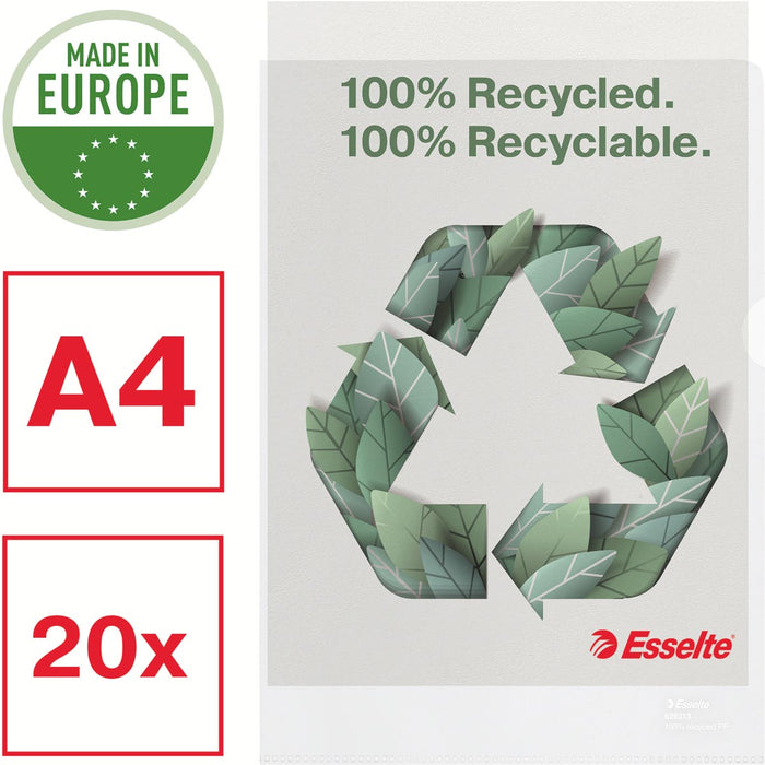 Esselte L - map, 100 % gerecycleerd, transparant, doos van 20 stuks - OfficeTown