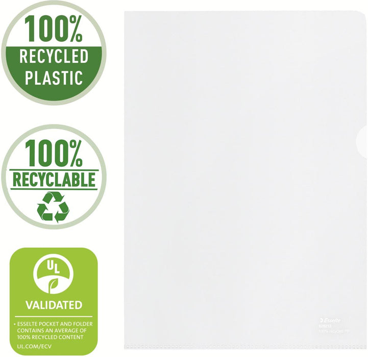 Esselte L - map, 100 % gerecycleerd, transparant, doos van 20 stuks - OfficeTown