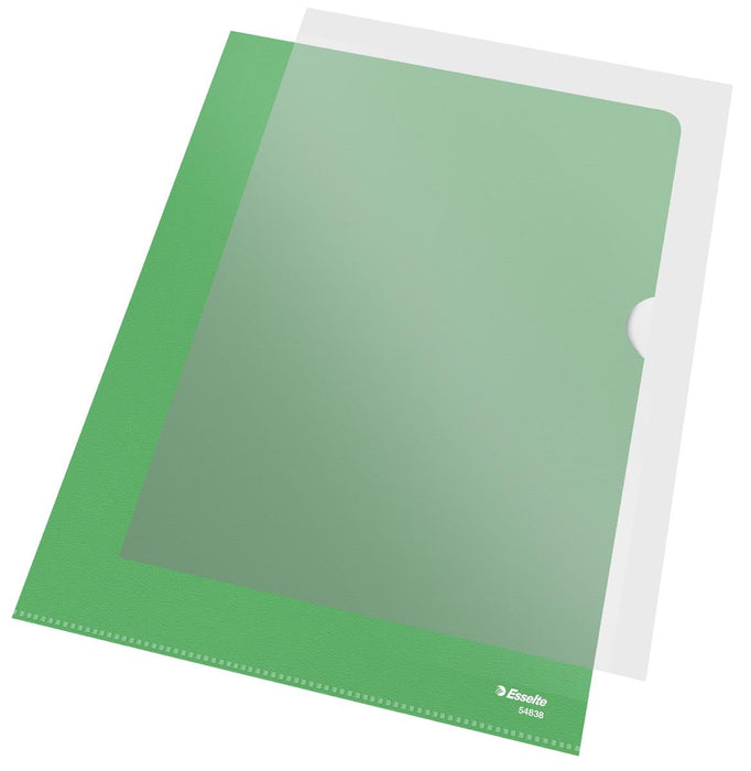 Esselte l - map, copy safe, gekorreld, A4, 115 micron, pak van 100 stuks, groen - OfficeTown