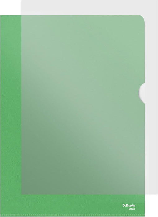 Esselte l - map, copy safe, gekorreld, A4, 115 micron, pak van 100 stuks, groen - OfficeTown