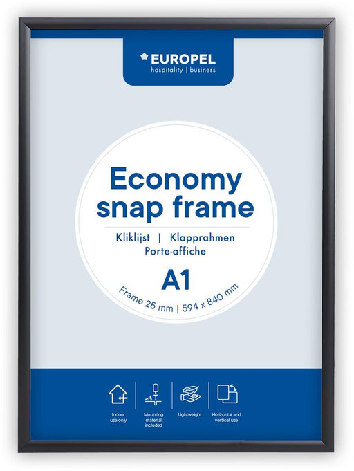Europel Clicklijst Economy, lijst 25 mm, ft A1, zwart - OfficeTown