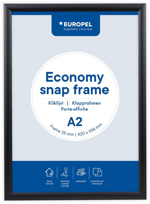 Europel Clicklijst Economy, lijst 25 mm, ft A2, zwart - OfficeTown