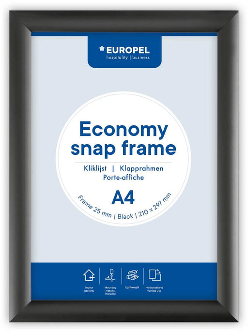 Europel clicklijst Economy, lijst 25 mm, ft A4, zwart - OfficeTown