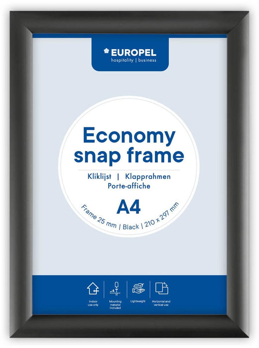 Europel clicklijst Economy, lijst 25 mm, ft A4, zwart - OfficeTown