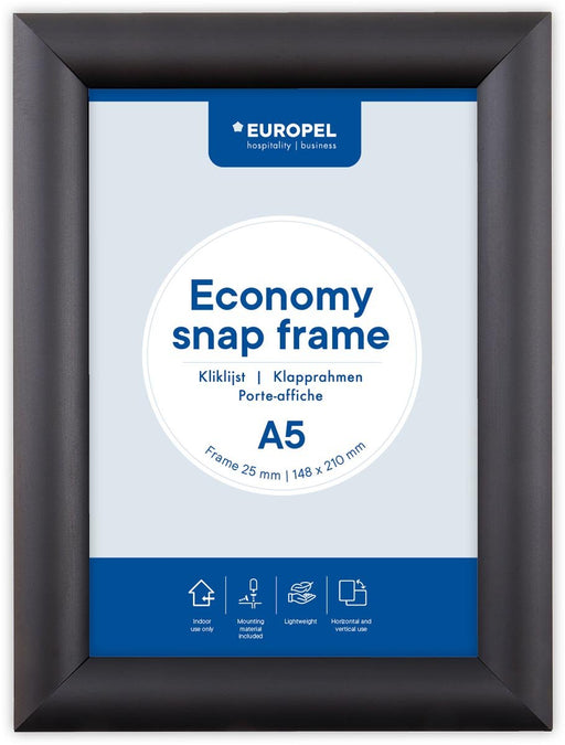 Europel Clicklijst Economy, lijst 25 mm, ft A5, zwart - OfficeTown