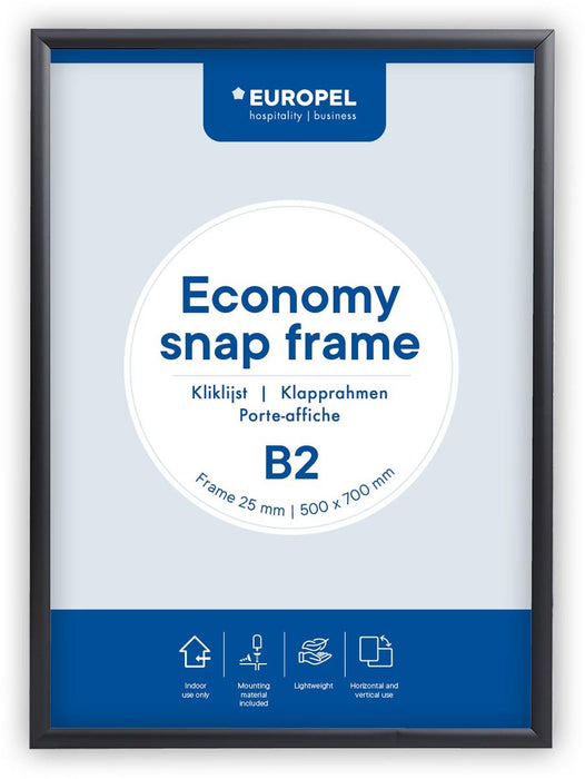 Europel Clicklijst Economy, lijst 25 mm, ft B2, zwart - OfficeTown