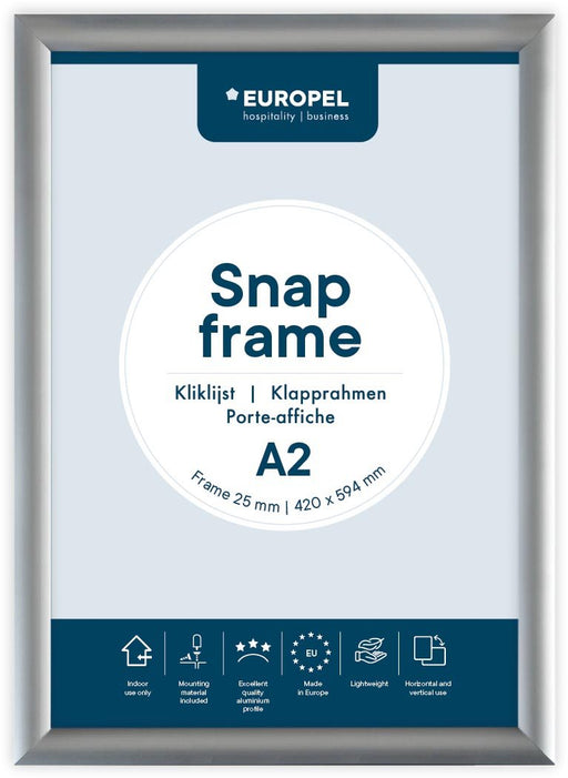 Europel clicklijst, lijst 25mm A2, zilverkleurig posterframe - OfficeTown