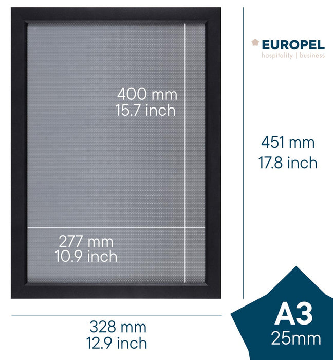 Europel clicklijst, lijst 25mm A3, mat zwart posterframe - OfficeTown