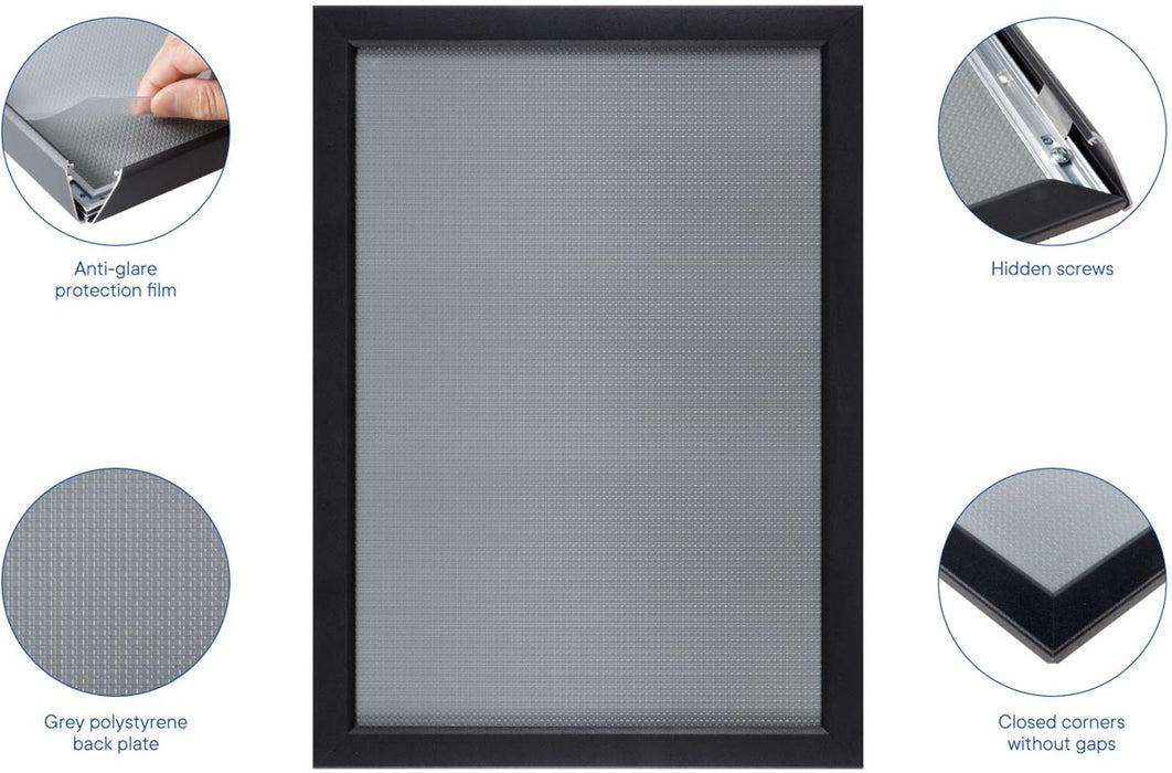 Europel clicklijst, lijst 25mm A3, mat zwart posterframe - OfficeTown