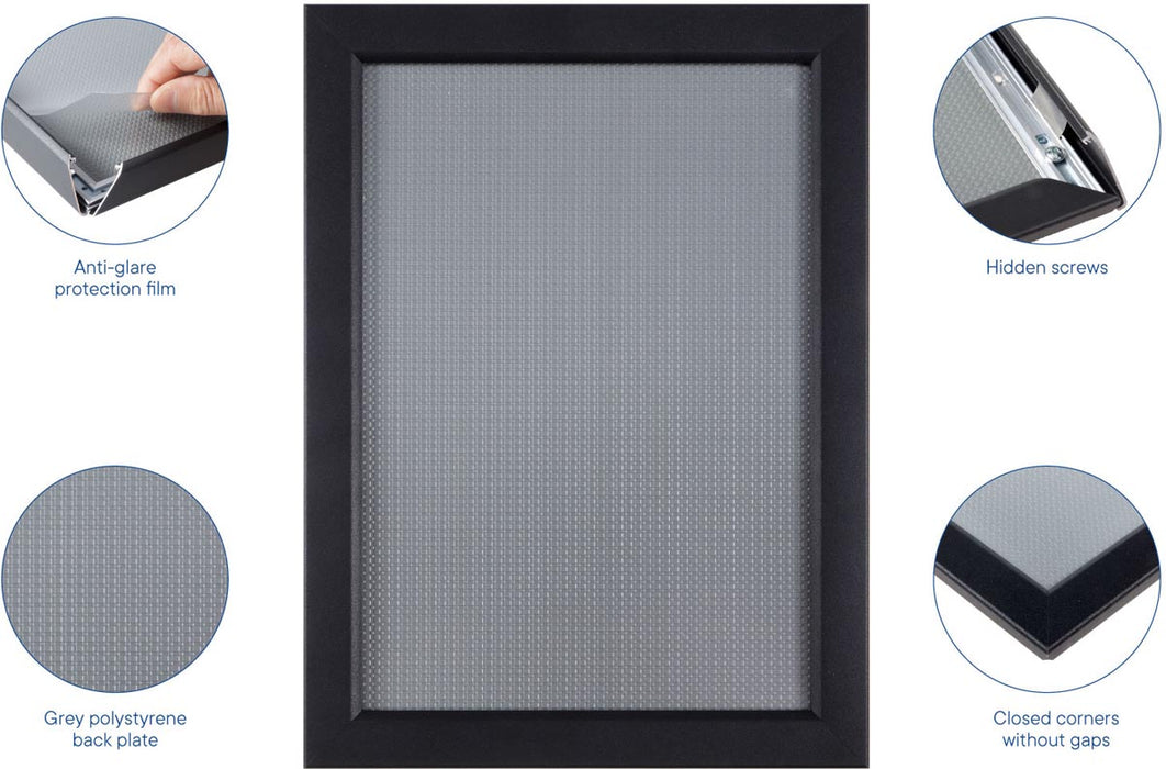 Europel clicklijst, lijst 25mm A4, mat zwart posterframe - OfficeTown