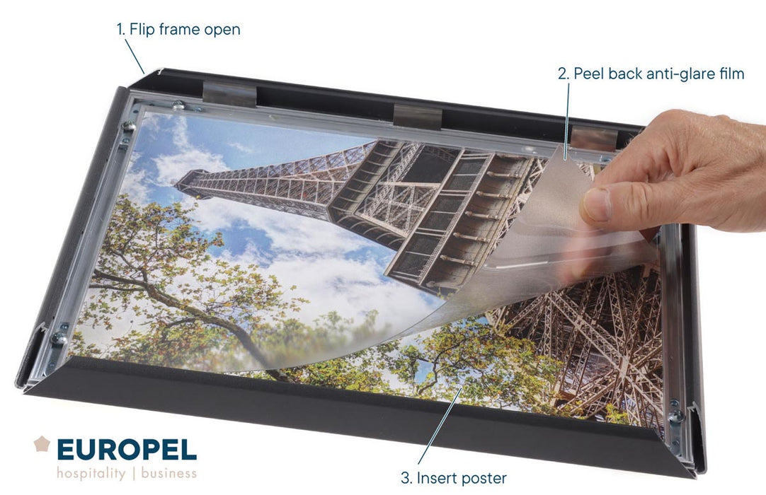 Europel clicklijst, lijst 25mm A4, mat zwart posterframe - OfficeTown