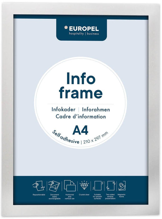 Europel zelfklevend kader ft A4, zilver, pak van 2 stuks - OfficeTown