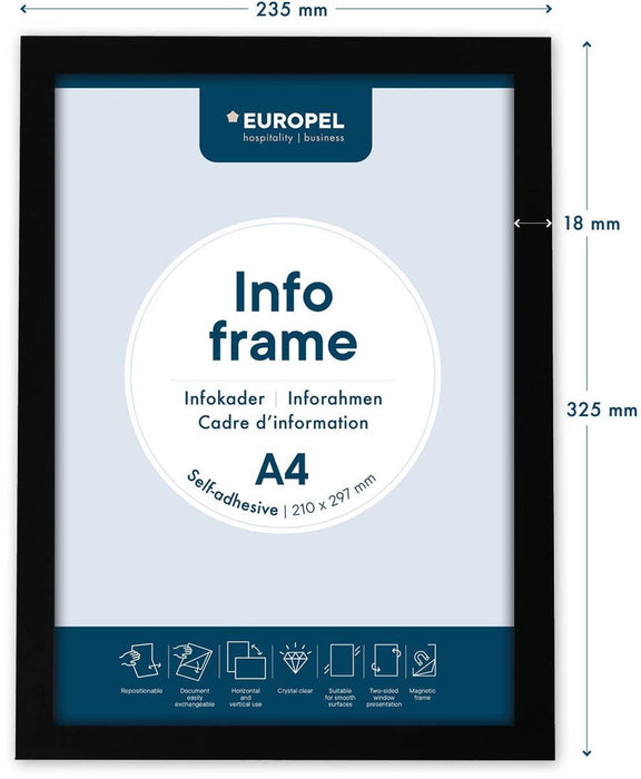 Europel zelfklevend kader ft A4, zwart, pak van 2 stuks - OfficeTown