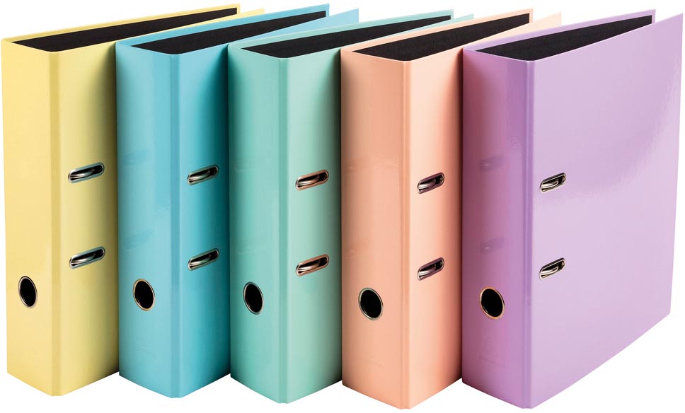 Exacompta Aquarel ordner met gecoat papier, ft A4, rug van 8 cm, geassorteerde kleuren 10 stuks - OfficeTown