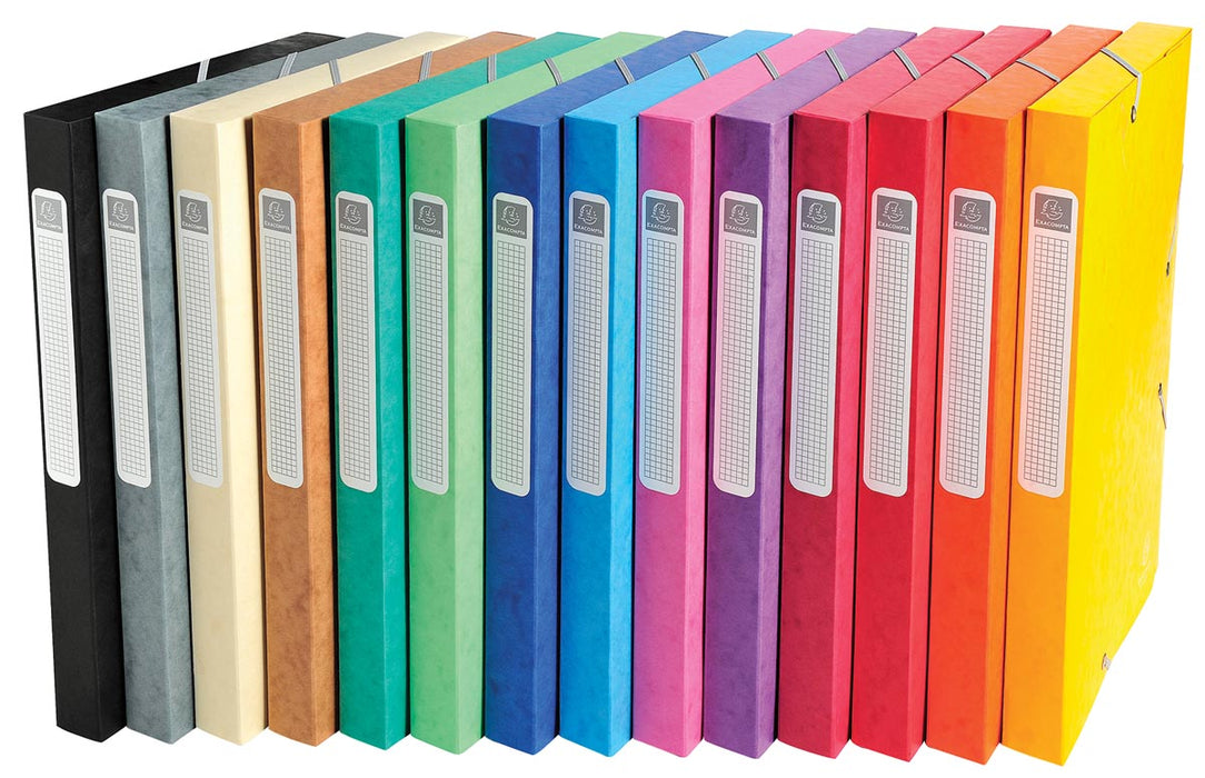 Exacompta Elastobox Cartobox met 2,5 cm rug, assortiment van kleuren: groen, blauw, geel, rood, oranje, ... 25 stuks - OfficeTown
