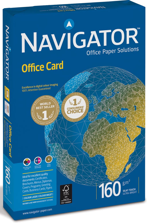 Navigator Office Card presentatiepapier ft A3, 160 g, pak van 250 vel 5 stuks, OfficeTown