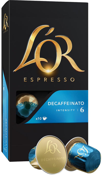 Douwe Egberts koffiecapsules L'Or Intensiteit 6, Decaffeïnato, verpakking van 10 capsules