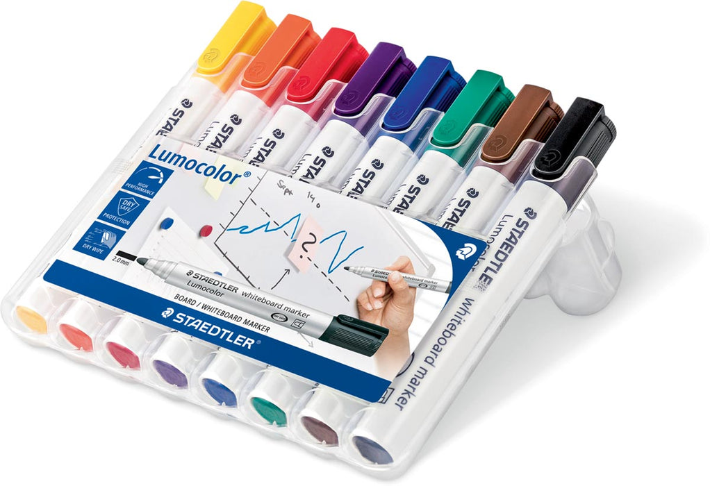 Staedtler whiteboardmarker Lumocolor, set van 8 markers in verschillende kleuren