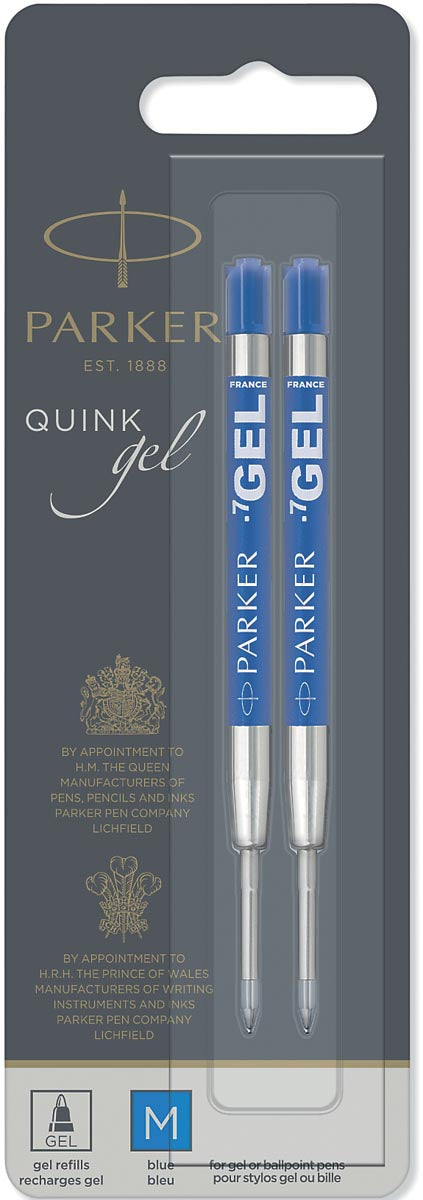 Parker Quink Gel vulling voor balpen medium, blauw, blister met 2 stuks 12 stuks, OfficeTown