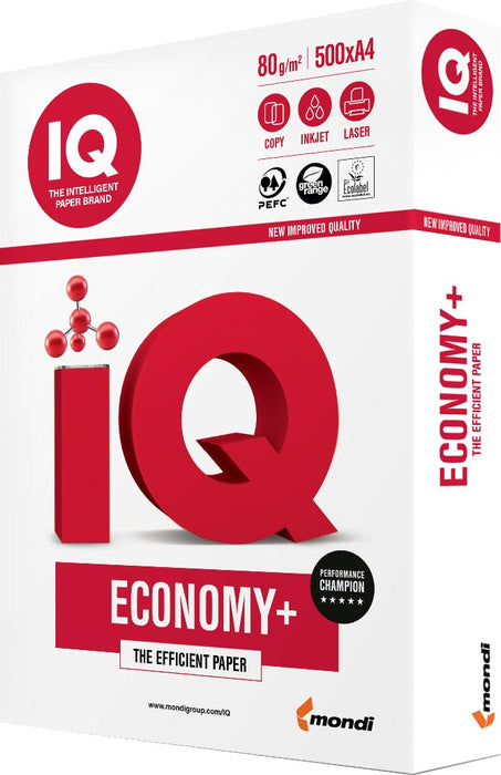 IQ Economy+ printpapier A4, 80 g, 500 vel, PEFC en EU Ecolabel gecertificeerd