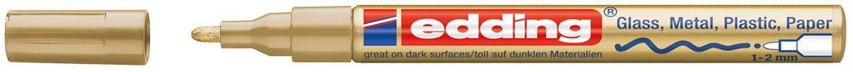 Edding glanslakmarker e-751 CR goud met ronde punt en 1-2 mm schrijfbreedte