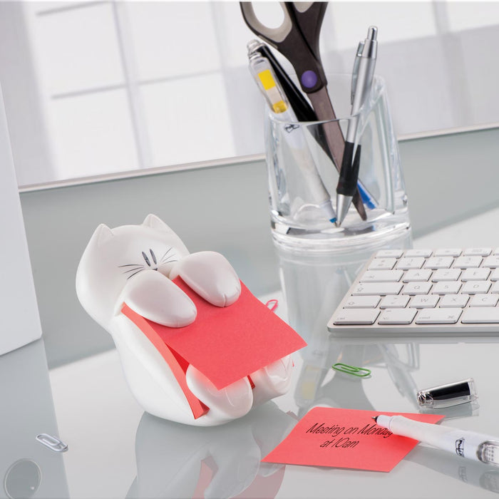 Post-it Super Sticky Z-notes dispenser, kat, voor ft 76 x 76, met 1 blok van 90 blaadjes rood