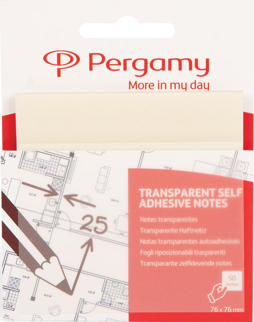Pergamy transparante notes, ft 76 x 76 mm, 50 vel, wit 18 stuks, OfficeTown