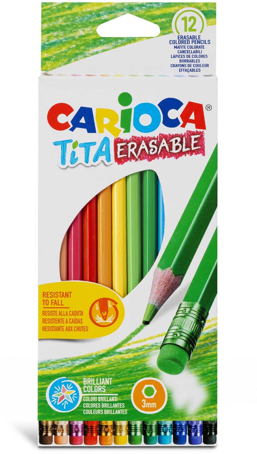 Carioca kleurpotlood met gum Tita, 12 stuks in een kartonnen etui 72 stuks, OfficeTown