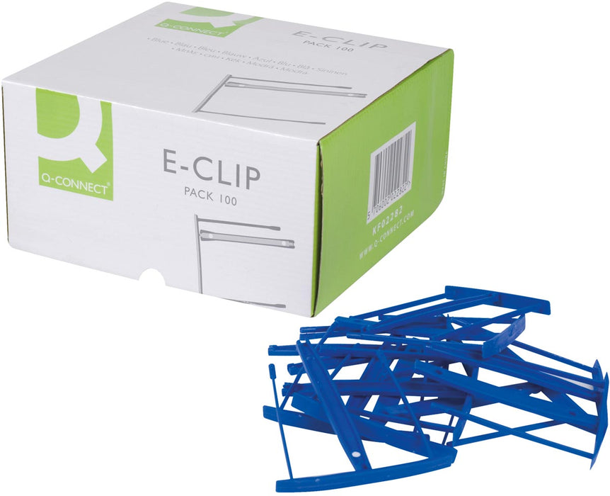 Q-CONNECT archiefbinder E-clip, 100 stuks per doos, blauw