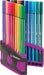 STABILO Pen 68 brush, ColorParade, lila-grijze doos, 20 stuks in geassorteerde kleuren 10 stuks, OfficeTown