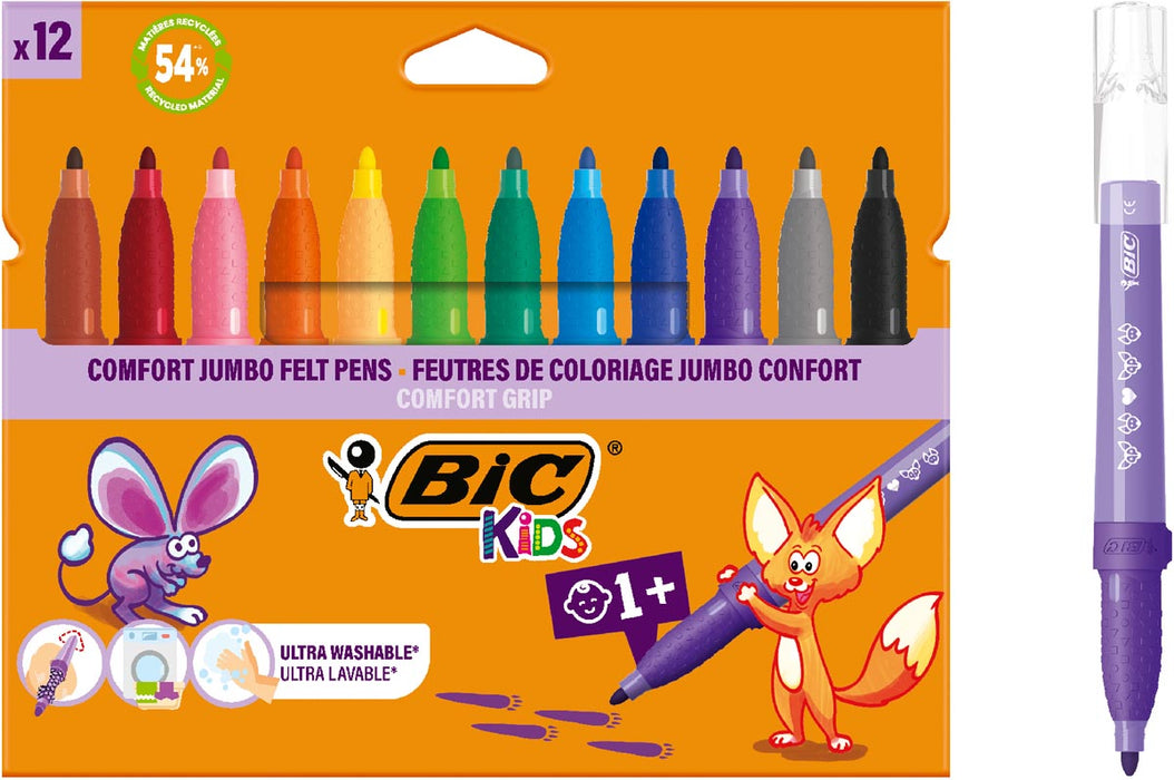 Bic Kids Comfort Jumbo viltstiften, etui van 12 stuks